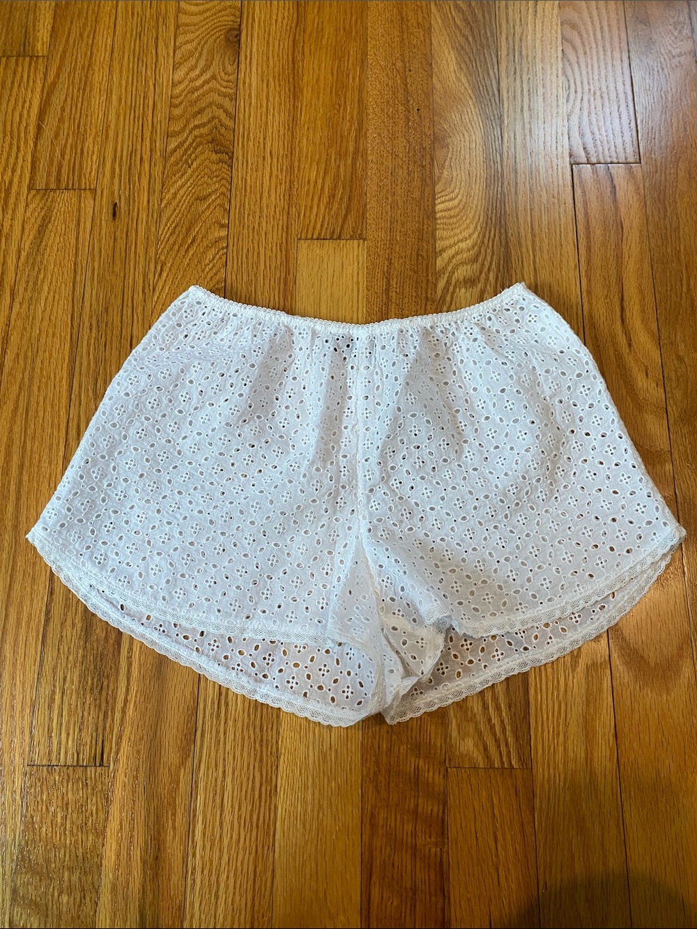 J.Crew 100% Cotton White Eyelet Shorts with Lace Trim